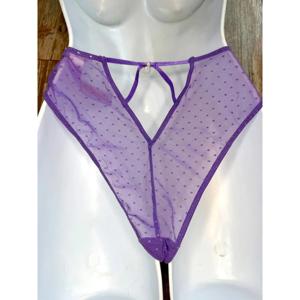 Savage X Fenty Steamy Floral Lace Bra 34B & Thong Medium Set Purple Royale
